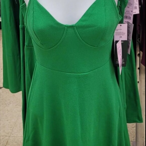 a new day Dresses & Skirts - Green Ribbed Skater Midi Dress